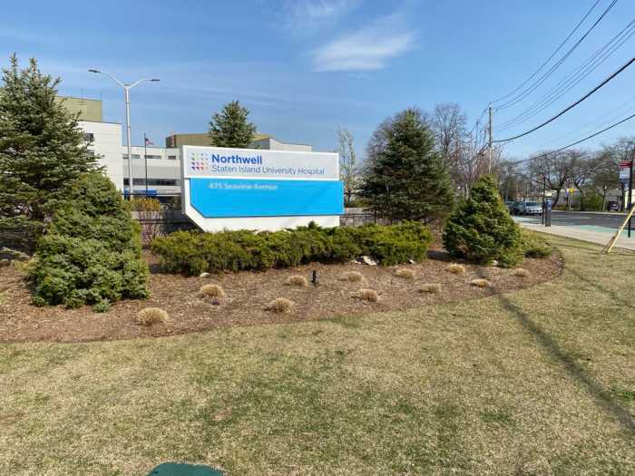 lawn on a sunny day in front of a Staten Island hospital