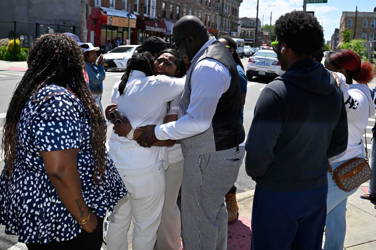 Friends and family shed tears and prayed during a press conference for 18 year old Zanir Childs who was shot and killed in Brooklyn on May 17, 2025.