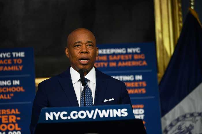 Mayor Eric Adams during off topic questions on May 6.