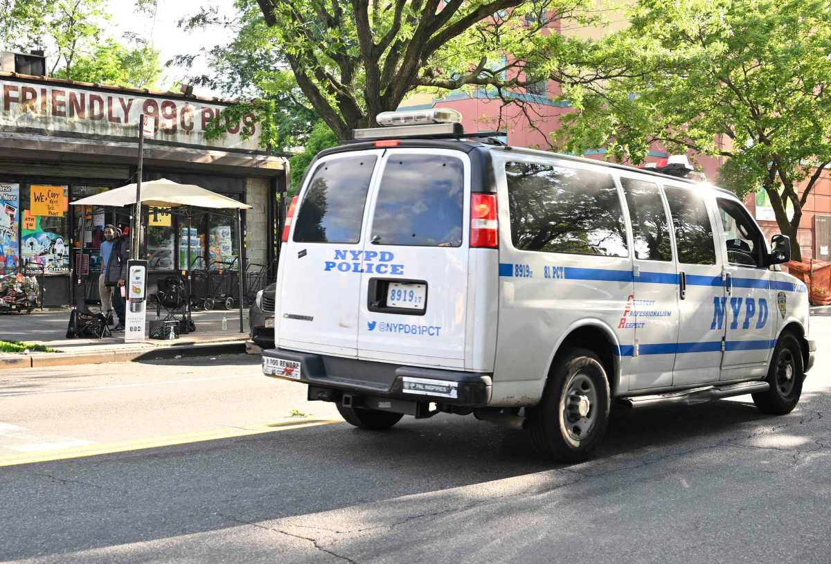Police van outside Brooklyn street