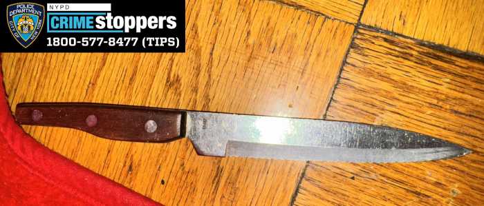 The NYPD shared  an image of the knife that was recovered at the scene