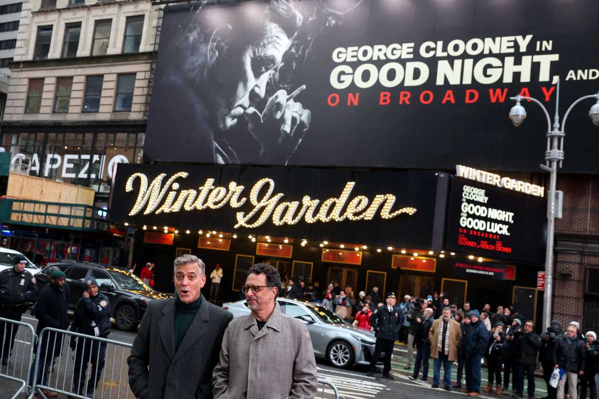 'Good Night and Good Luck': Historic Broadway broadcast brings down curtain on George Clooney's fitting journalism story 2 George Clooney outside theater where Good Night and Good Luck is being staged
