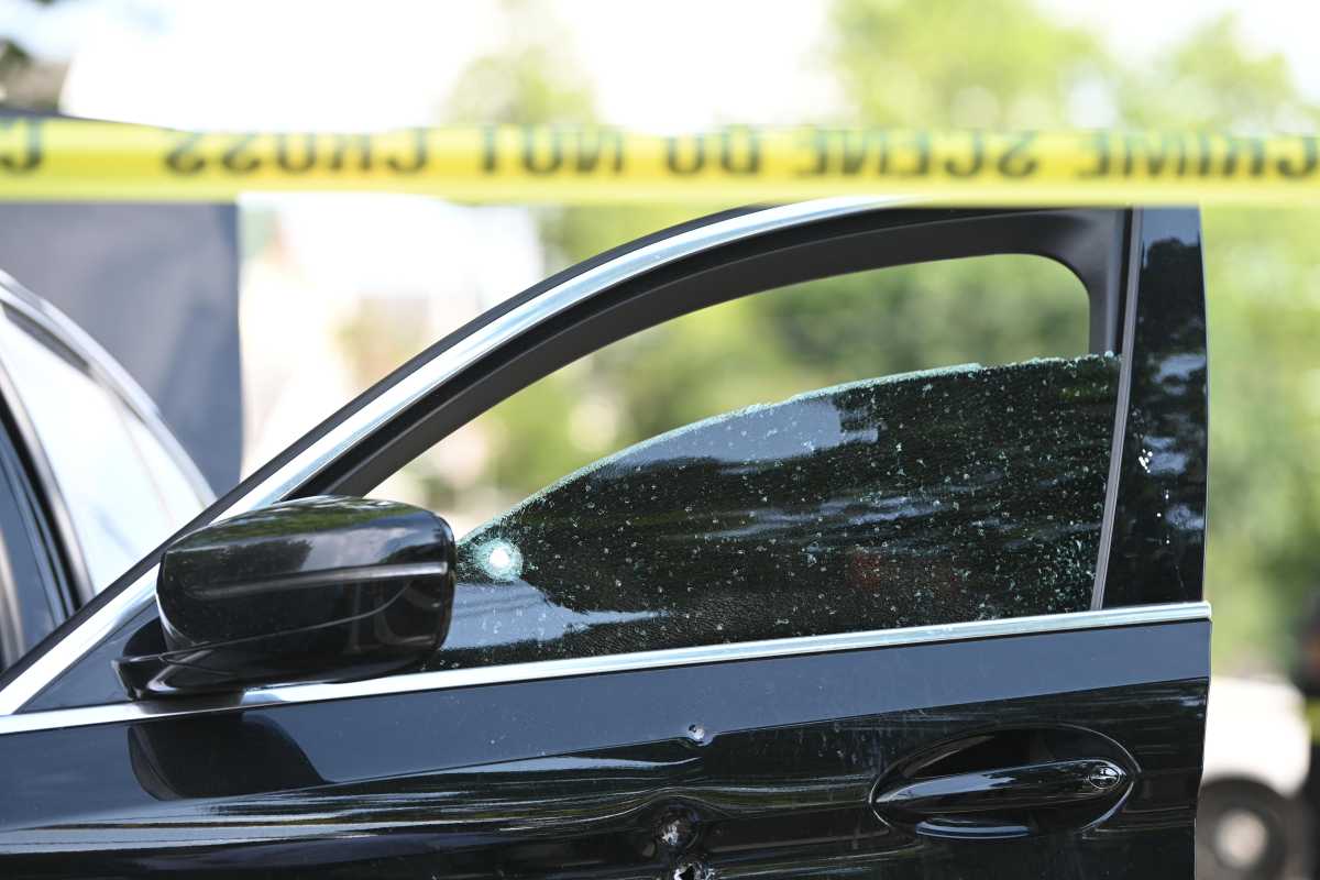 The window of the BMW.