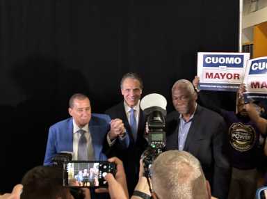 Andrew Cuomo receiving endorsement from David Paterson