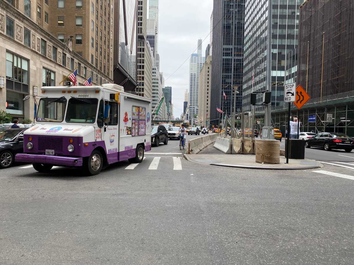 Ice cream truck traveling along Park Avenue