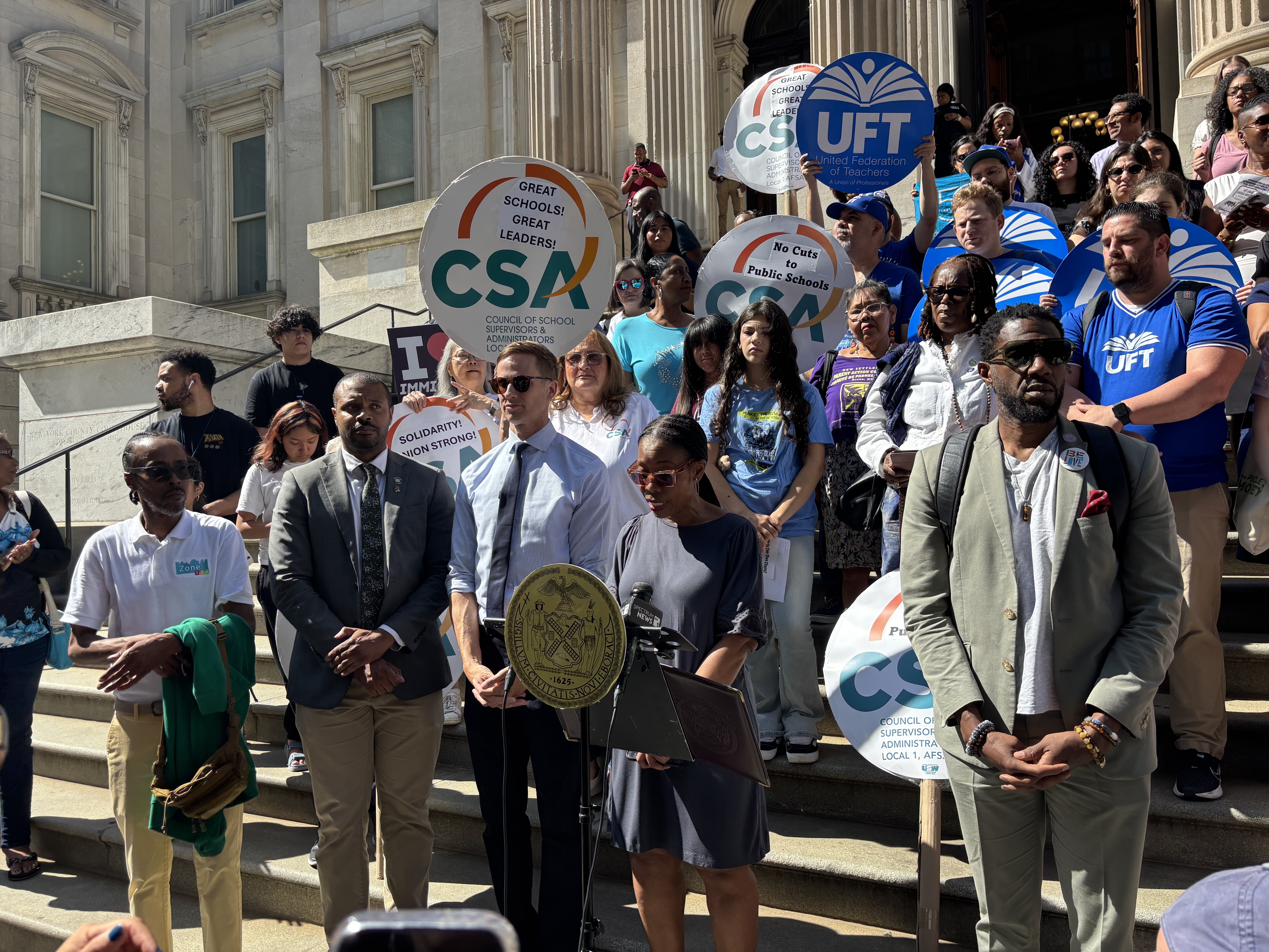 NYC public school funding: Pols and advocates rally at Tweed Courthouse to condemn federal cuts in Trump's 'Big Beautiful Bill' 2