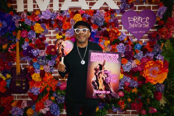 Spike Lee on the red carpet at the IMAX screening of the remastered "Sign O'The Times" featuring Prince.