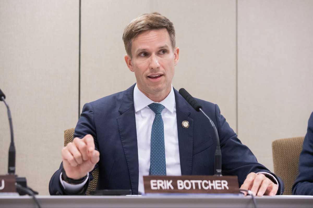 Manhattan Councilmember Erik Bottcher at the New York City Council Land Use Committees Vote on East Midtown Rezoning.