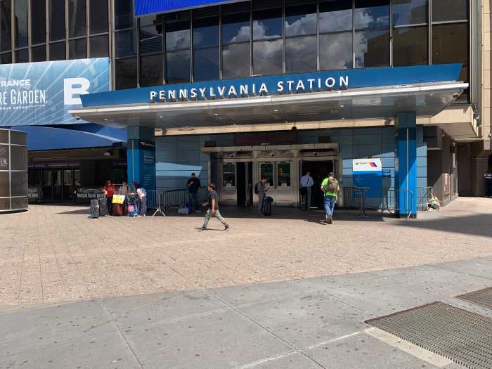 outside of Penn Station on a sunny day