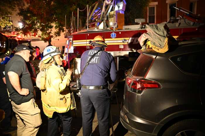 Brooklyn fire injures seven people, including firefighters, Sunday night 2 firefighters and EMS workers at the scene of a fire in Brookyn
